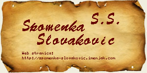 Spomenka Slovaković vizit kartica